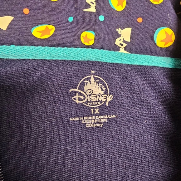 Disney Parks Pixar Characters Full Zip Hoodie Jacket Blue Turquoise 1X - Picture 8 of 10